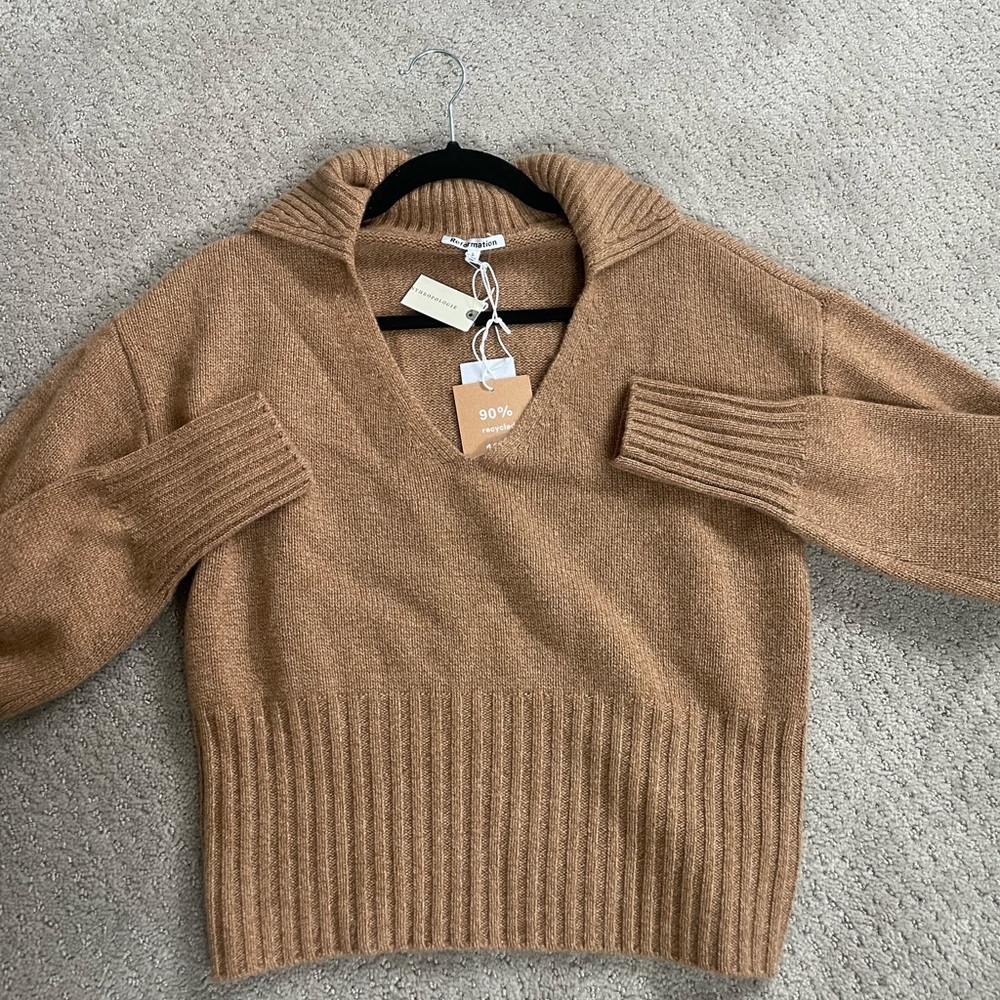 Reformation Beckie Cashmere Collared Sweater